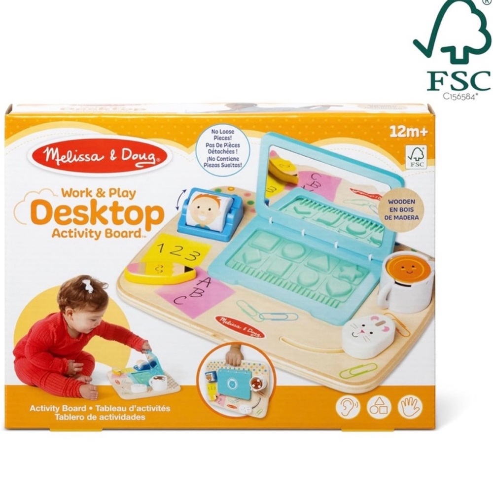 Melissa & Doug Desktop wooden toy baby toddler laptop sensory developmental play